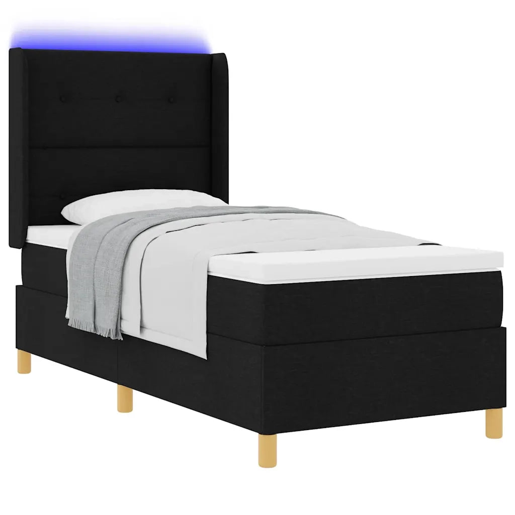 Letto a molle con strisce LED Nero 90 x 200 cm Tessuto 3343674