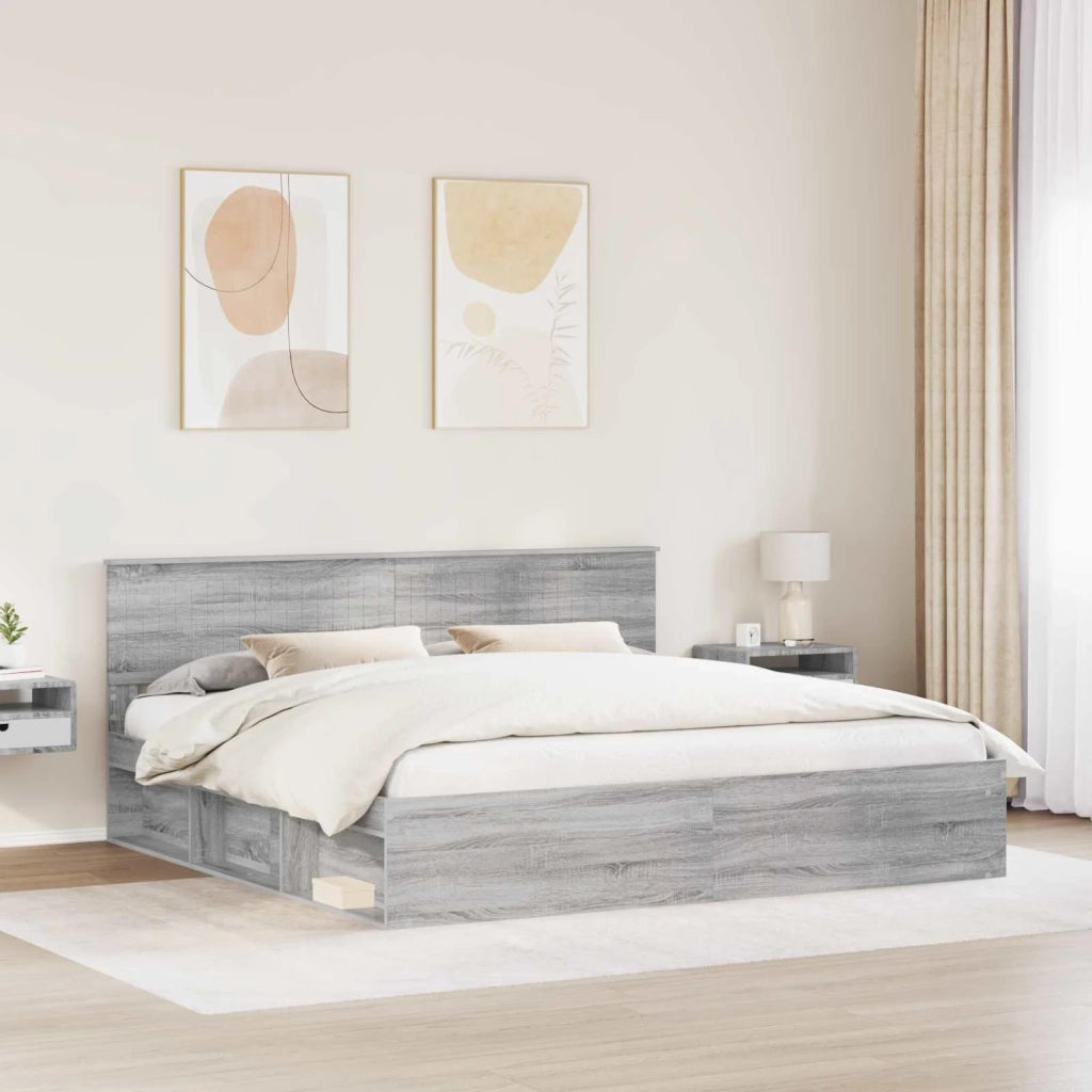 Struttura del letto Grigio Sonoma 200 x 200 cm Pino massello 3410560