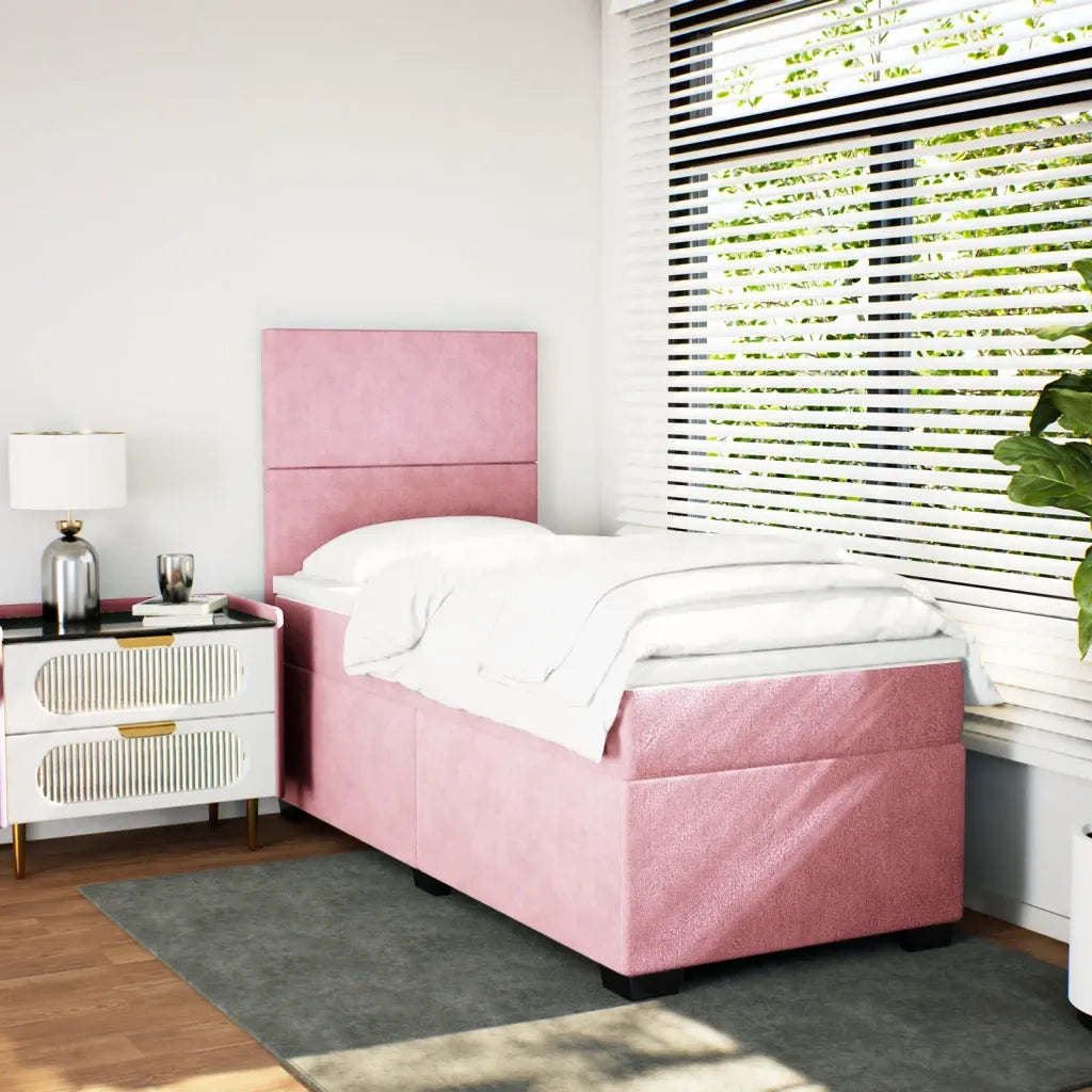 Giroletto a Molle con Materasso Rosa 80x200 cm in Velluto 3290761