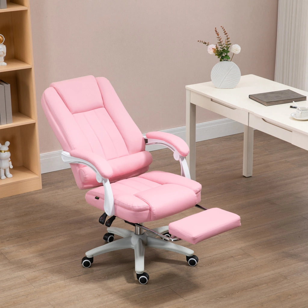 Sedia da Ufficio con Poggiapiedi ¨C Xylo ¨C Rosa e Bianco Regolabile