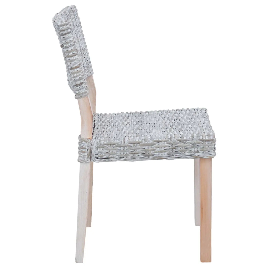 Sedia da pranzo 2 pcs Bianco Lavato 46 x 55 x 84 cm Rattan Kubu 42012423