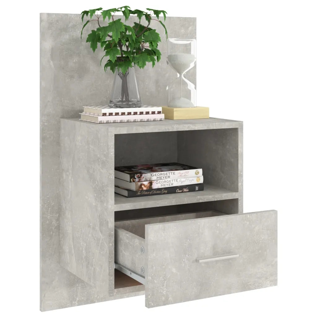 Comodini a Muro 2 pz-Set di 2 Tavolino da notte Grigio Cemento 292642