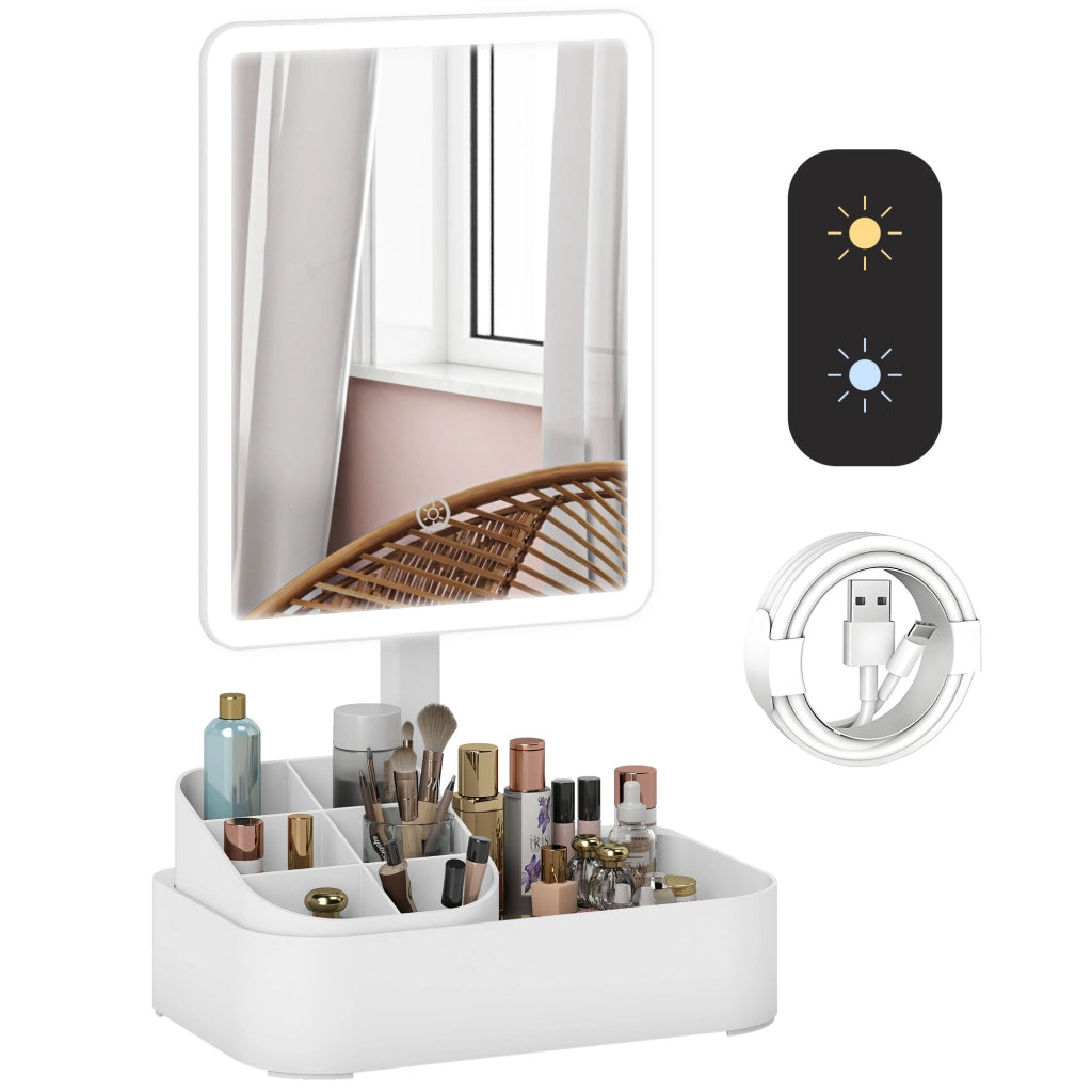 Specchio da Trucco con Luce LED ¨C Xylo ¨C Rotazione 180¡ã Bianco