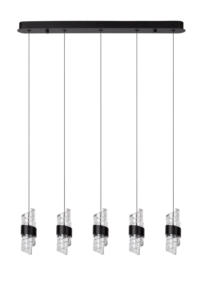 Sospensione LED in vetro nera Kligande 3 luci 7W Lucide