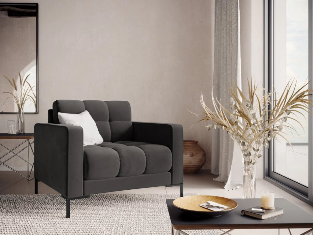 Cosmopolitan Design - Poltrona "Bali" in velluto grigio scuro 