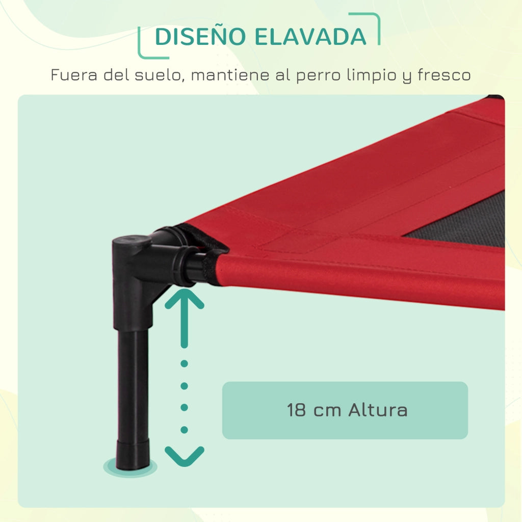 Lettino Rialzato per Cani e Gatti ¨C Xylo ¨C Rosso 76x61x18 cm