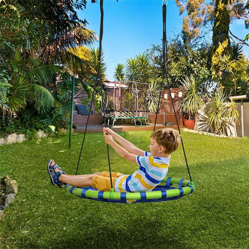 ALTALENA PER BAMBINI DA 3-8 ANNI DA GIARDINO Ø100CM E CORDE REGOLABILI, BLU
