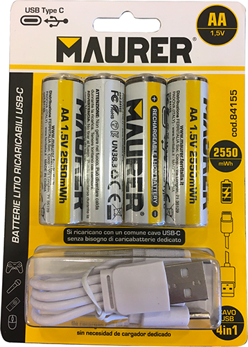 Batterie maurer ricaricabili usb stilo 2550mwh (bl4pz)