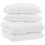 Piumone | Duvet con Cuscini 3 pz Bianco Microfibra e Piuma d'Oca