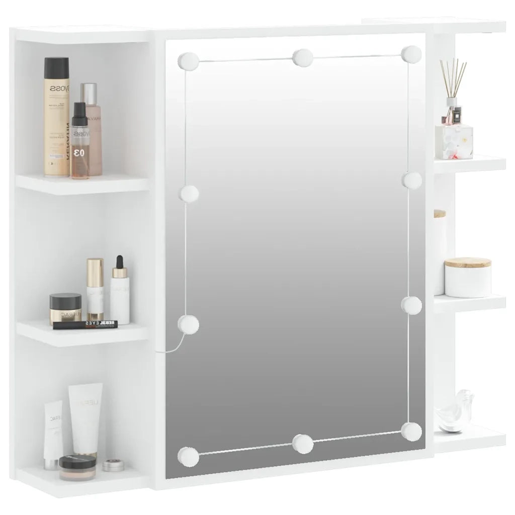 Mobile a Specchio con LED-Armadietto a Specchio Bianco 70x16,5x60 cm