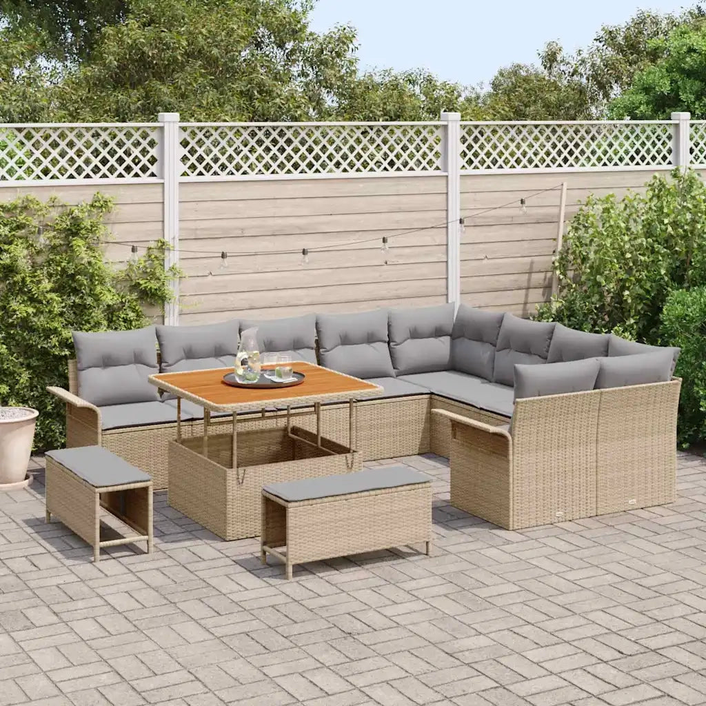 Set Divano da Giardino con cuscino 12 pcs Beige e Grigio Chiaro 3364117