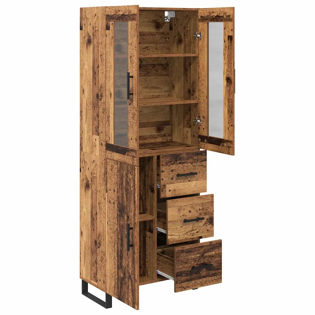 Credenza 2 pcs Legno vecchio Legno Stratificato e Vetro 3415681
