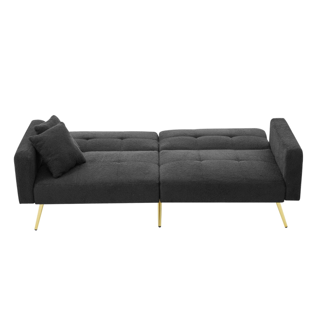 Divano letto con angolo regolabile - Zephmum- Gambe dorate, cuscini e tasche laterali