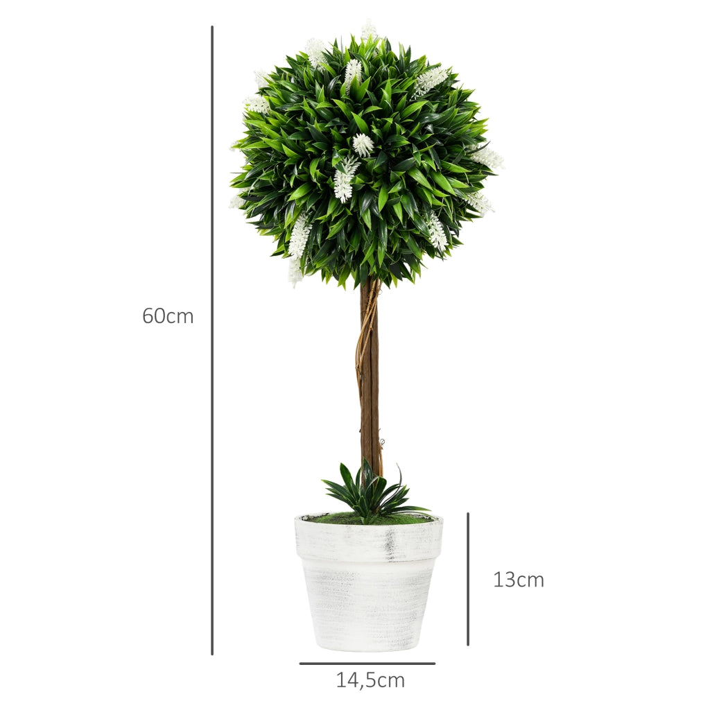Set 2 Piante Artificiali Lavanda ¨C Xylo ¨C 60 cm con Vaso e Muschio Bianco