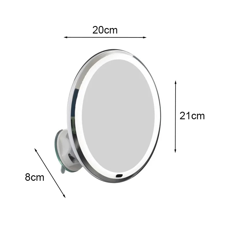 Specchio ingranditore 10x a Led, orientabile a 360° con ventosa