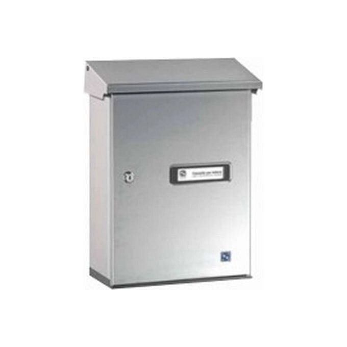 Silmec 10-017 SERENISSIMA Cassetta Postale da Esterno Formato Rivista con Tetto Parapioggia Apribile e Apertura Frontale a Libro colore Inox Satinato