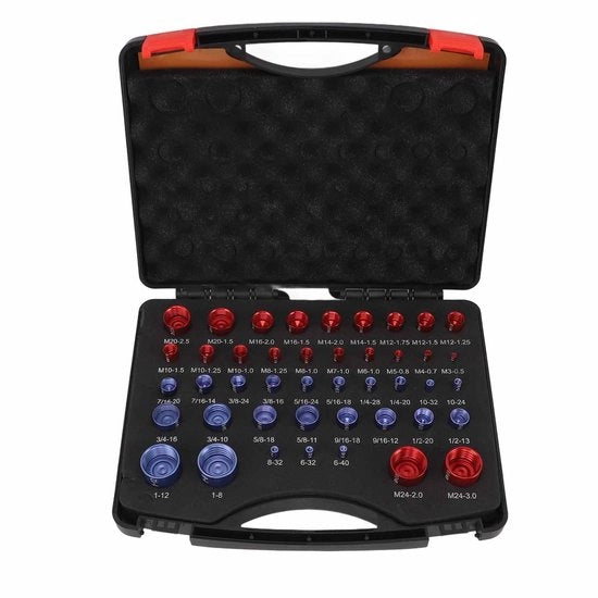 Set di misurazione a spirale 44 pezzi - Misure in polliche e millimetri - Contachilometri - Materiale in lega di alluminio - Scatola di organizzazione con schiuma - Set di misurazione a spirale con contenitore