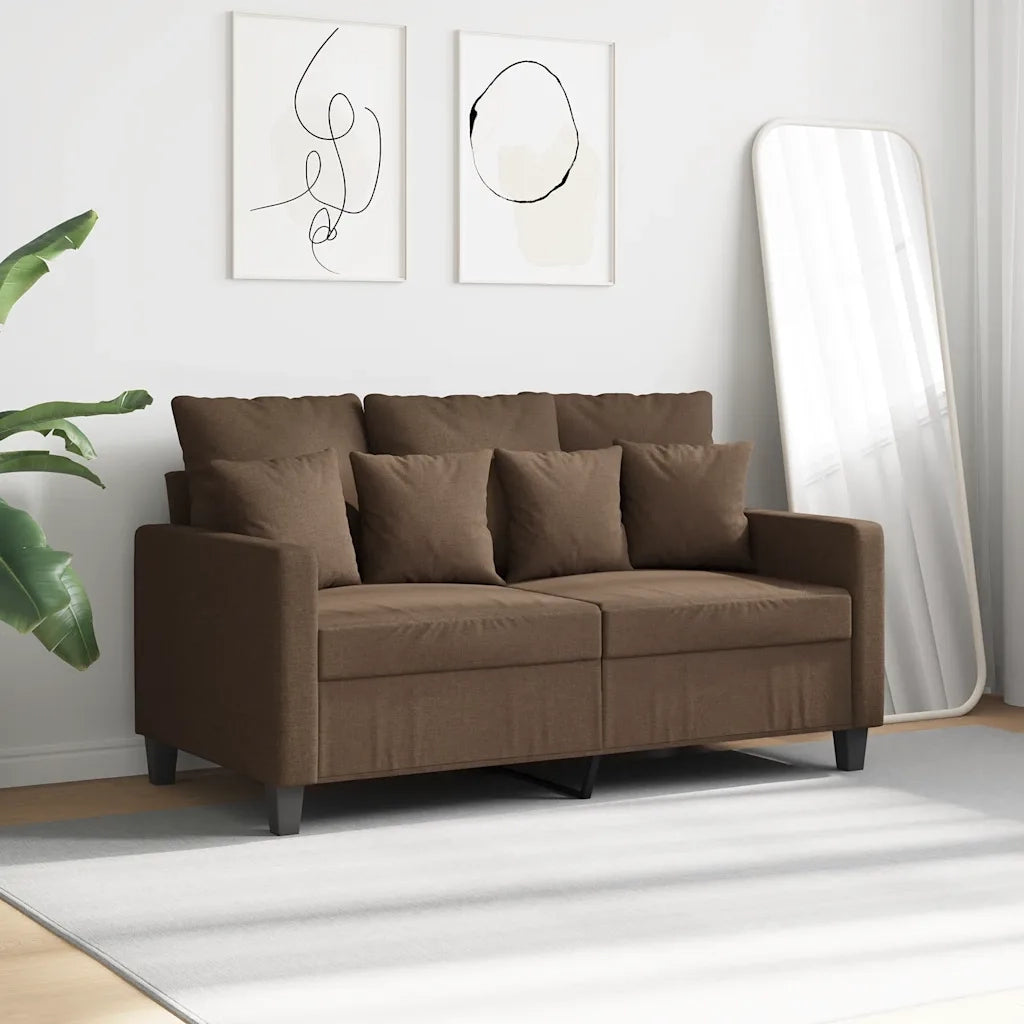 Divano a 2 Posti Marrone 120 cm in Tessuto 359262