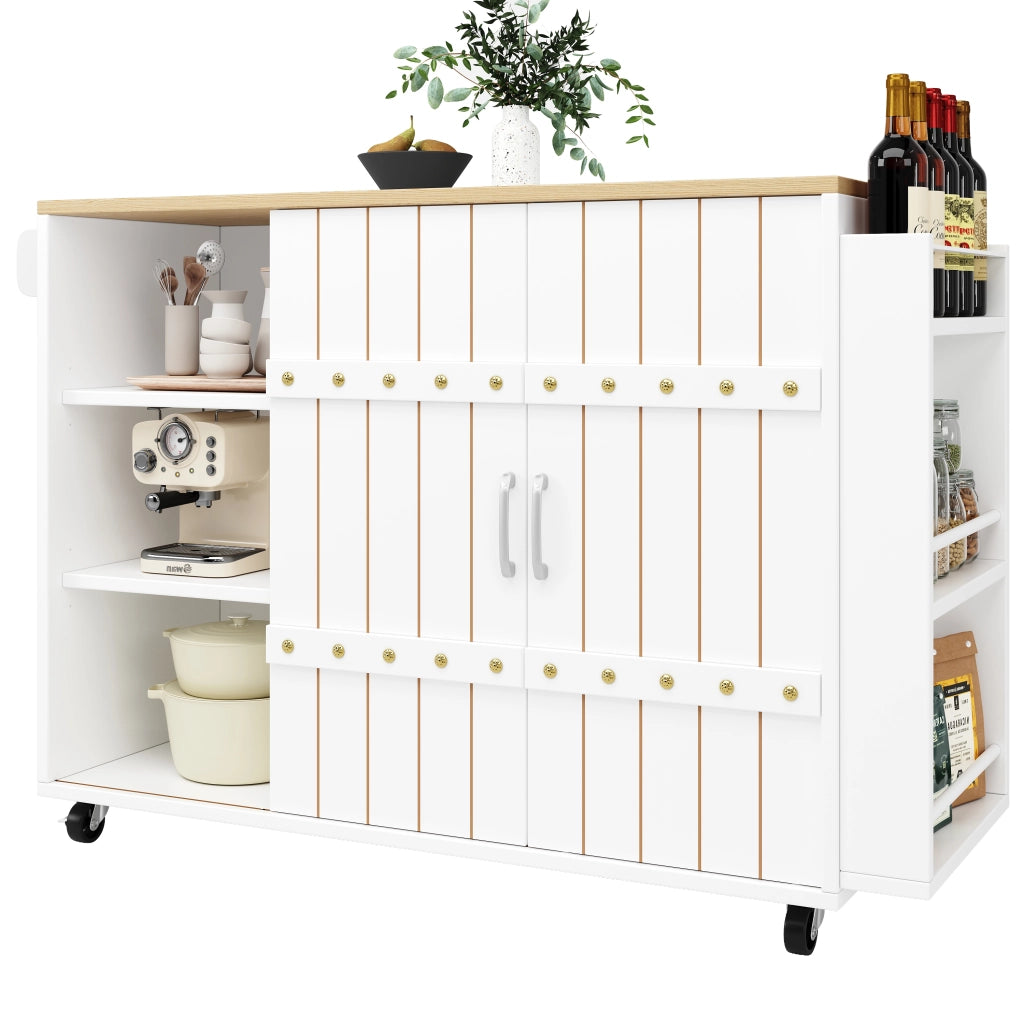 Mobile da cucina in legno - Zephmum - Con ruote, ripiano, scaffale spezie e porta asciugamani