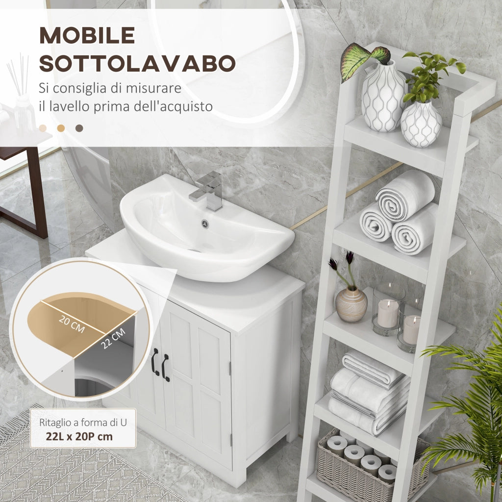 Mobile Sottolavabo con 2 Ante e Scaffale Regolabile ¨C zephmum ¨C Bianco
