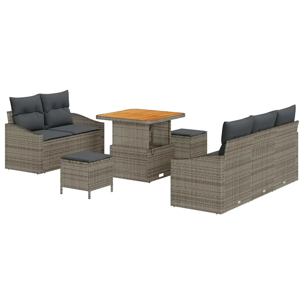 Set Divano da Giardino con cuscino 8 pcs Grigio polyrattan 3362598