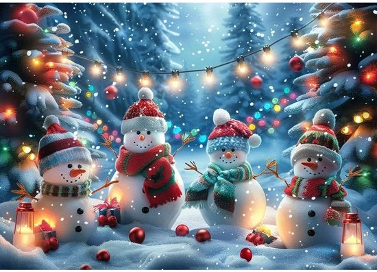 Pittura con Diamanti Completa a Bozzetto - Natale Figura di Neve - Kit DIY per Adulti - Decorazione per la Casa - Simboli Chiari - Inclusa Cornice Fotografica - Dipinto con Diamanti