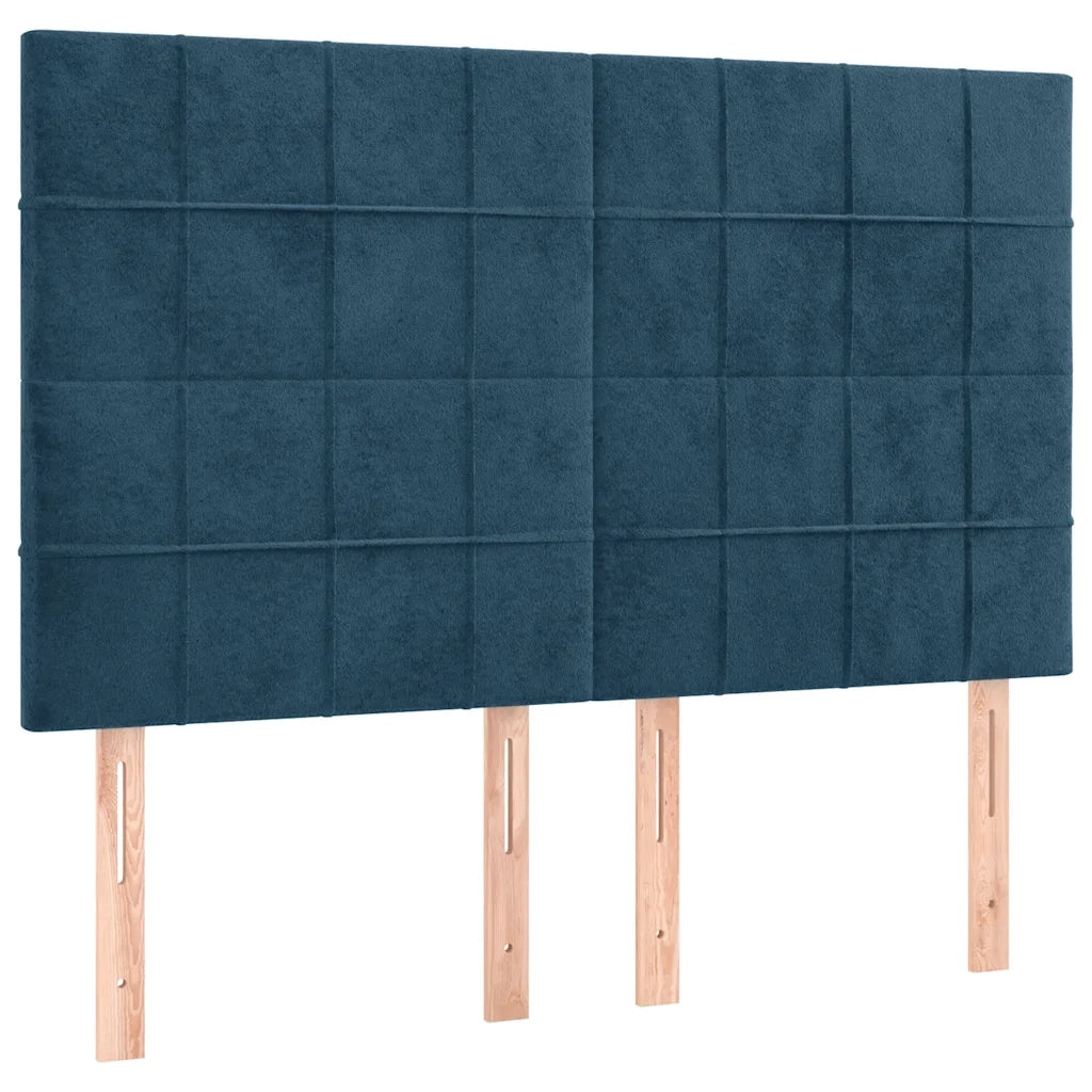 Letto a Molle con Materasso e LED Blu Scuro 140x200 cm