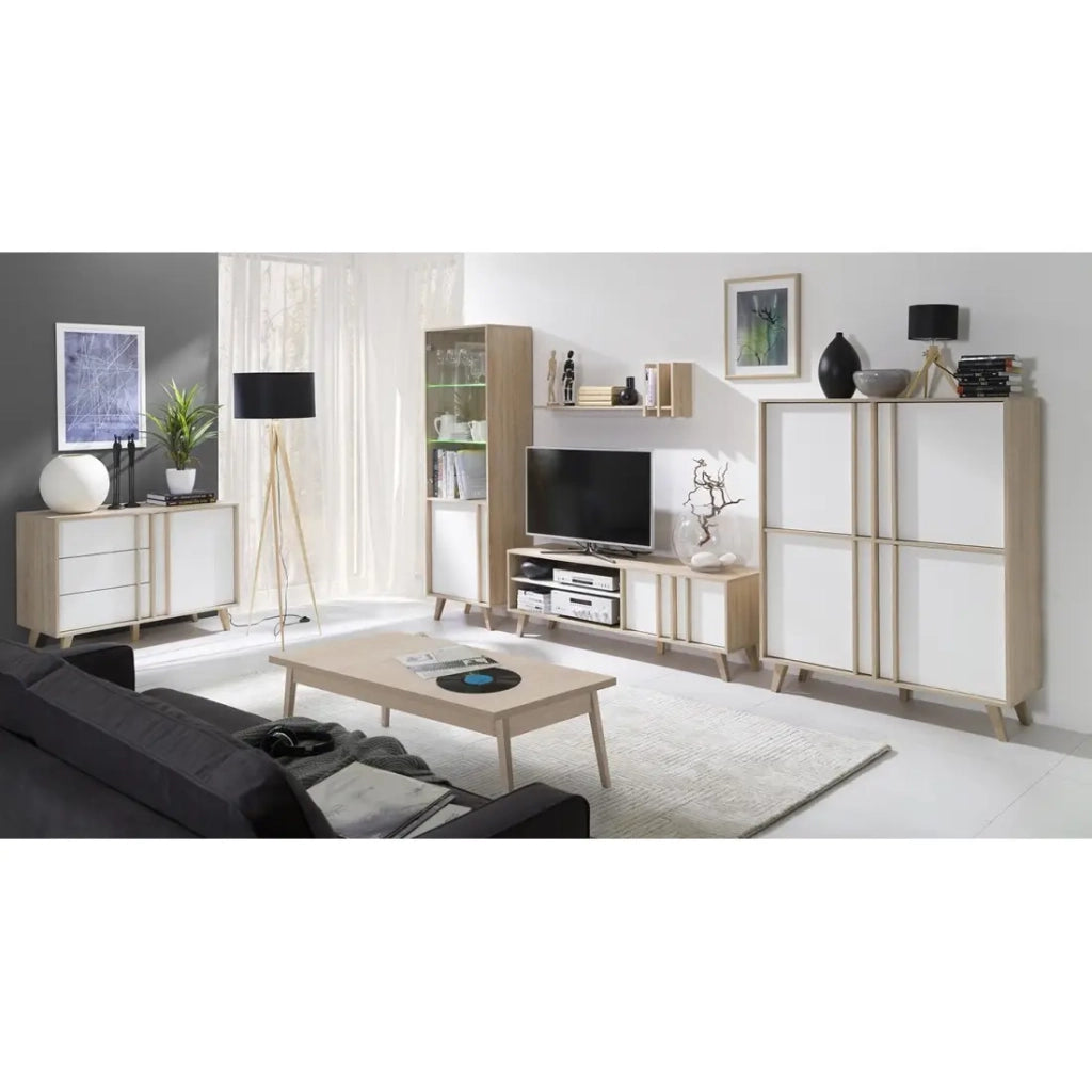Mobile TV MALMO 150 cm colori rovere chiaro e bianco