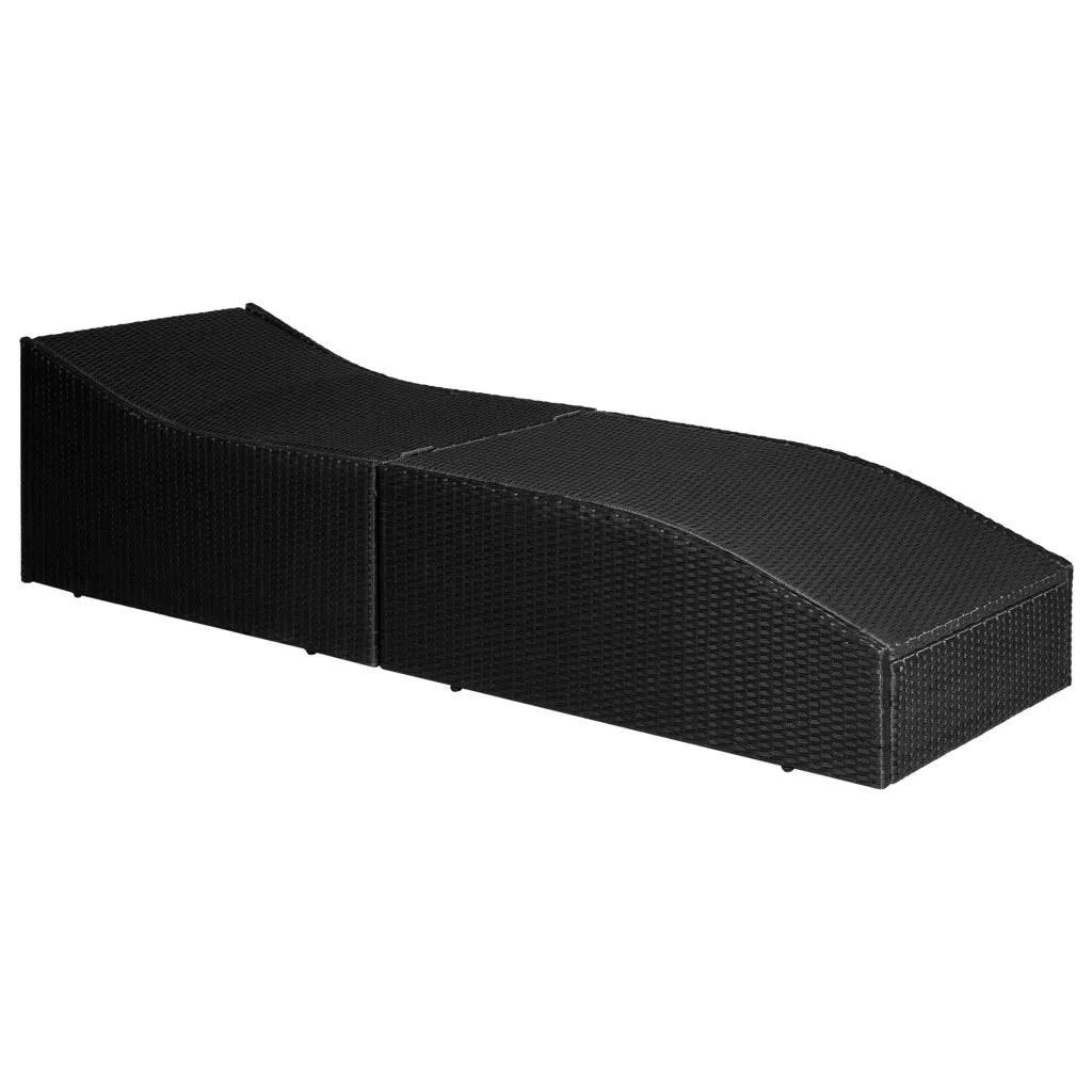 Lettino con Cuscino in Polyrattan Nero 44134