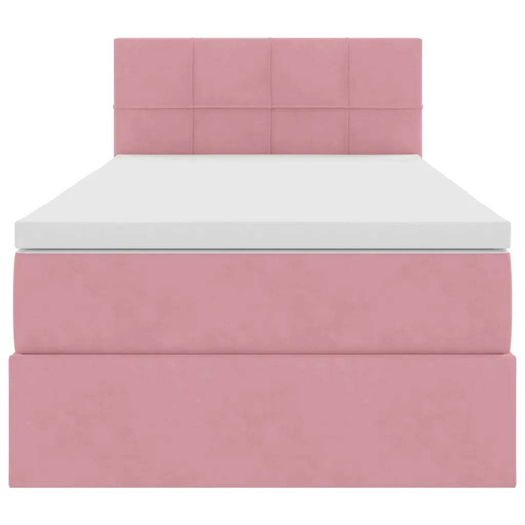 Letto con contenitore e LED con led Rosa 90 x 190 cm Velluto 3371366