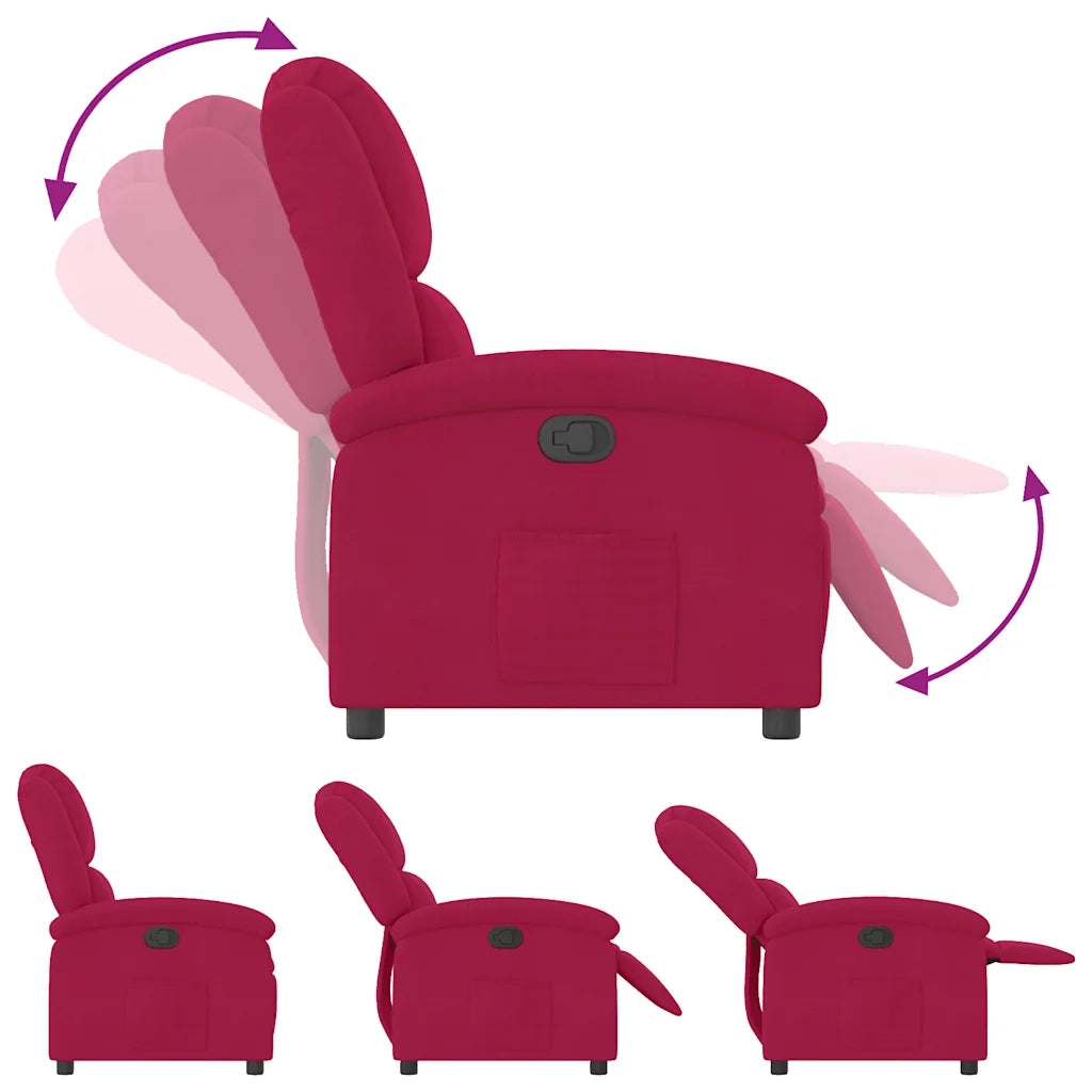 Poltrona | Sedia Relax Reclinabile Rosso Vino in Velluto