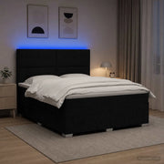 Letto Box Spring LED con Materasso Nero 180 x 200 cm Tessuto 3455663