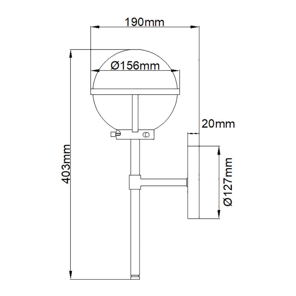 Applique bagno Hollis sfera vetro ottone E14 Hinkley