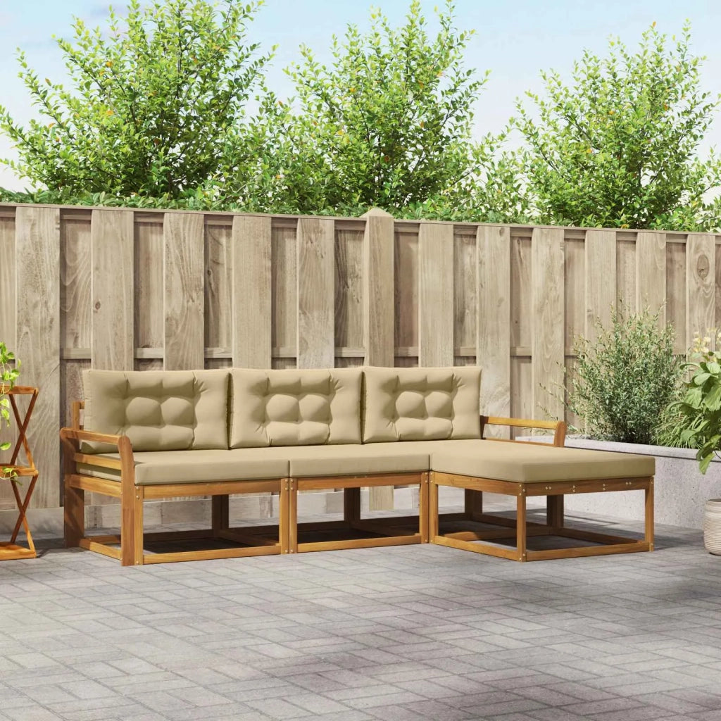Set di divani da esterno con cuscino 4 pcs Naturale e Beige 3367406