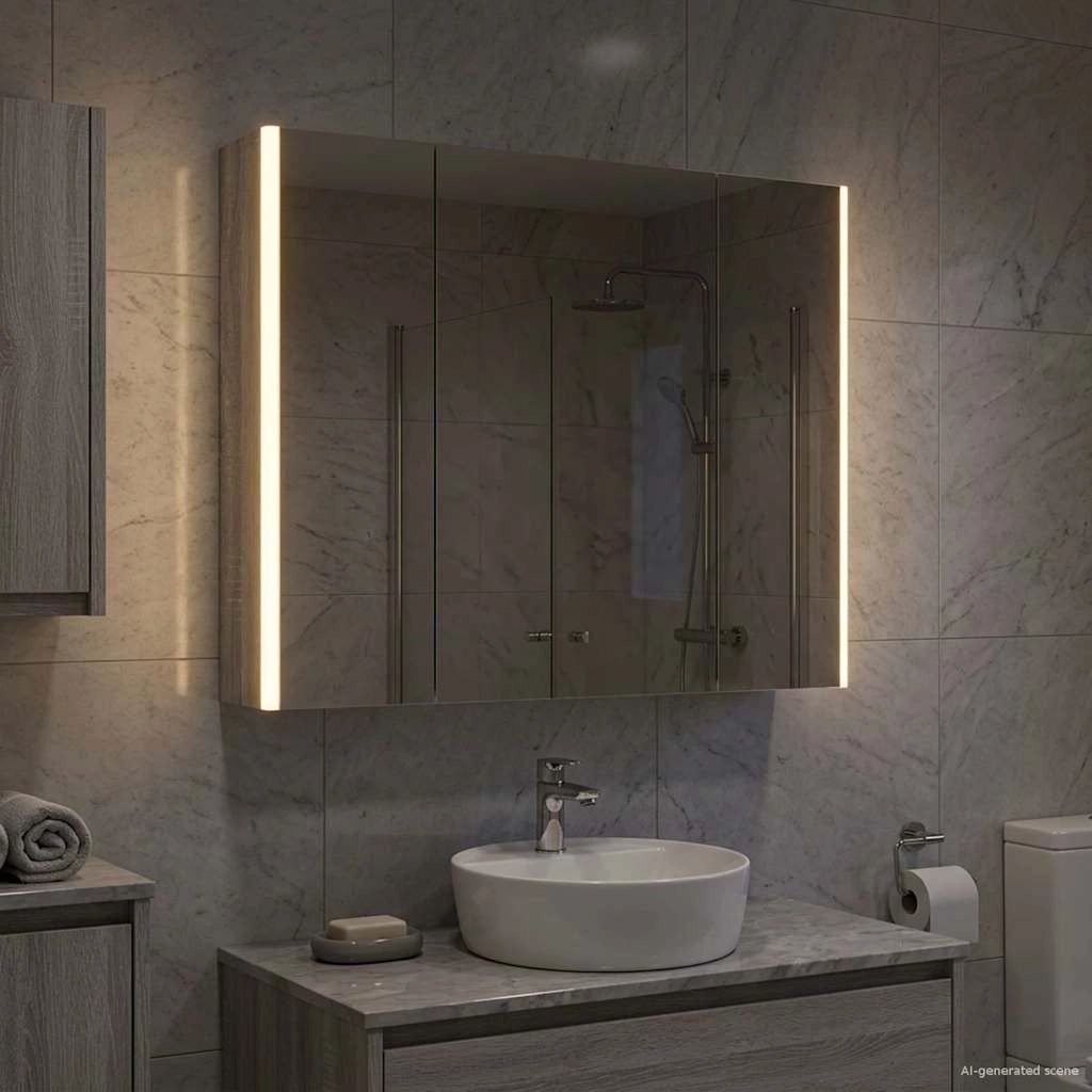 Mobiletto per specchio da bagno Grigio Sonoma 889268