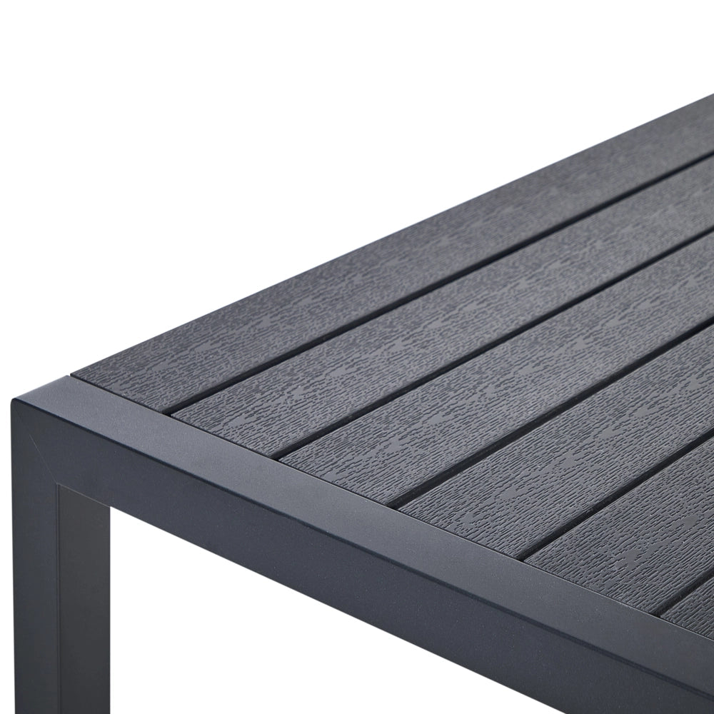 Set da Giardino 6 Sedie Tavolo Rettangolare Nero in Alluminio Anodizzato