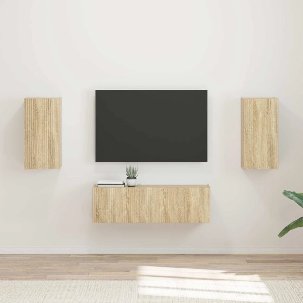 Set di Mobiletto da TV a Parete 4 pcs Rovere Sonoma