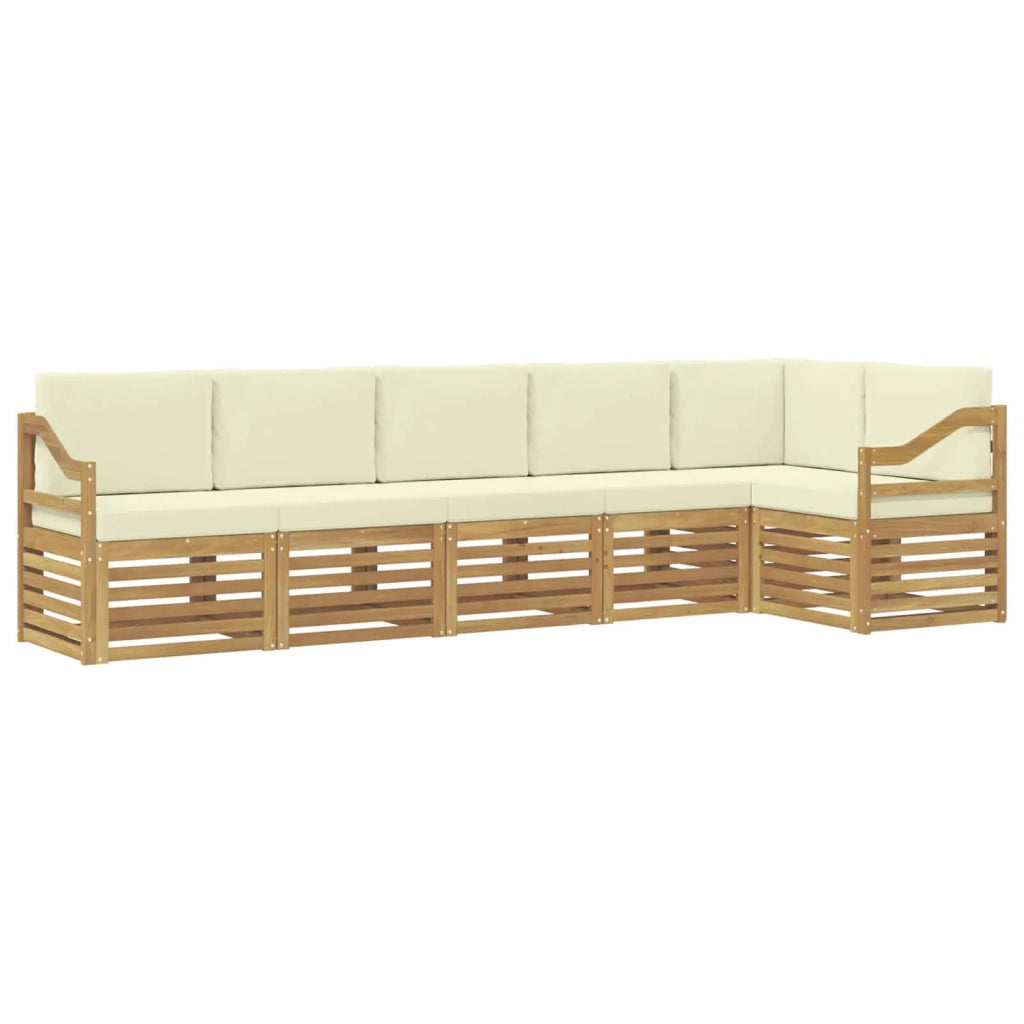 Set divano sezionale con cuscino 6 pcs Bianco e Crema 3391930