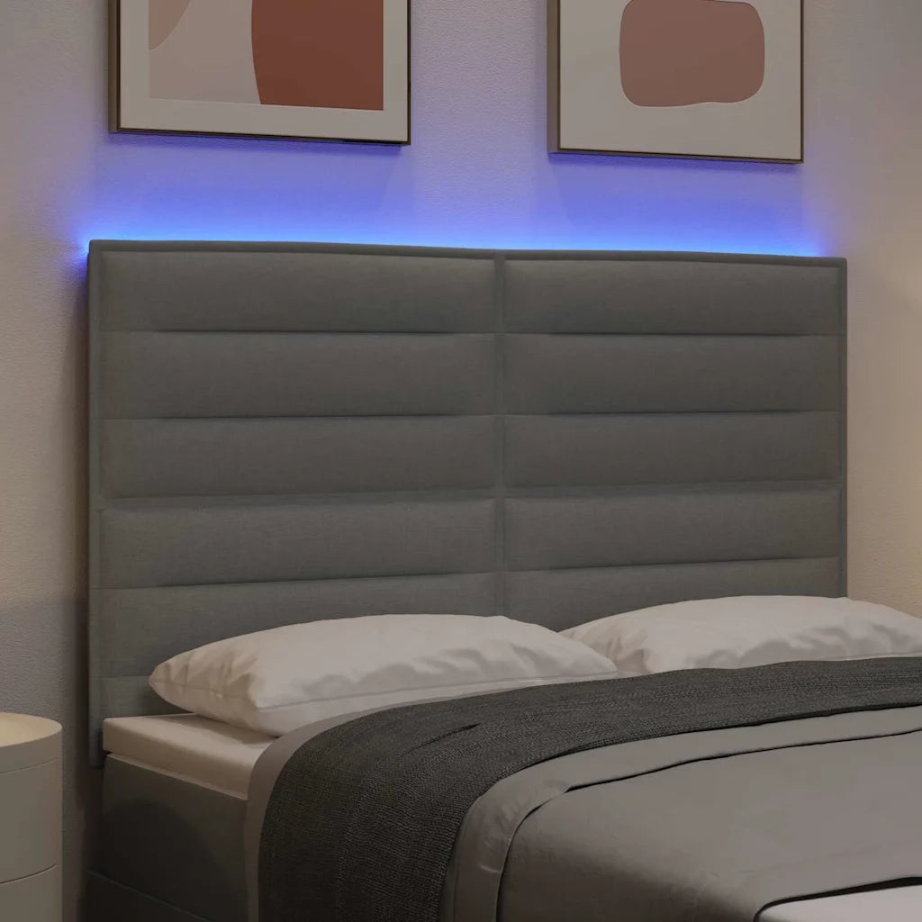 Testiera LED con strisce LED Grigio chiaro 160 cm Tessuto 3338293