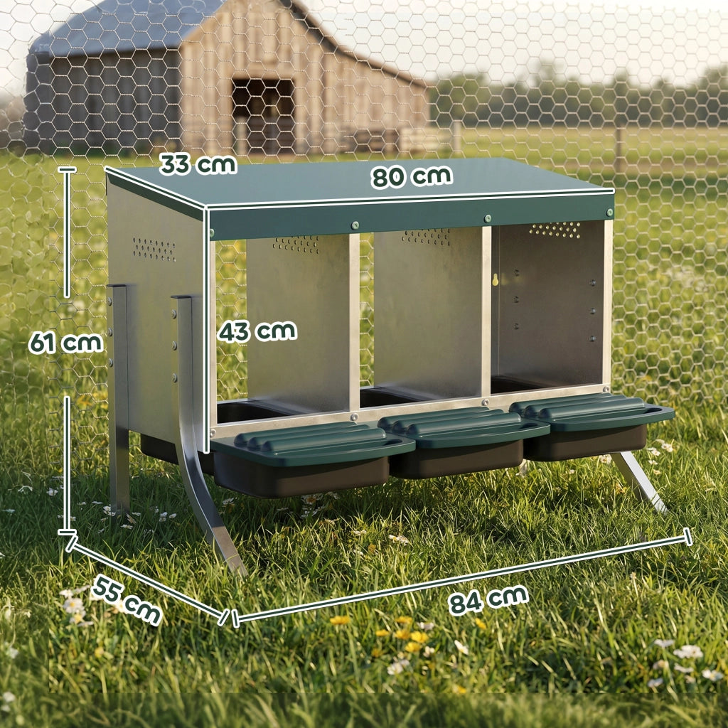Nido per Galline con 3 Scomparti ¨C Minimal ¨C Grigio 84x55x61 cm