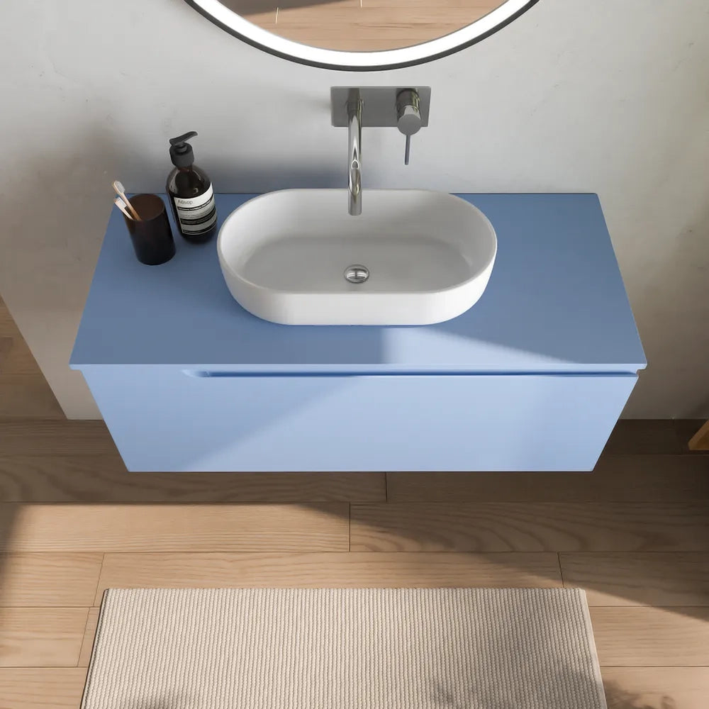 Mobile bagno sospeso 120 cm un cassetto carta da zucchero con top | Ardenne