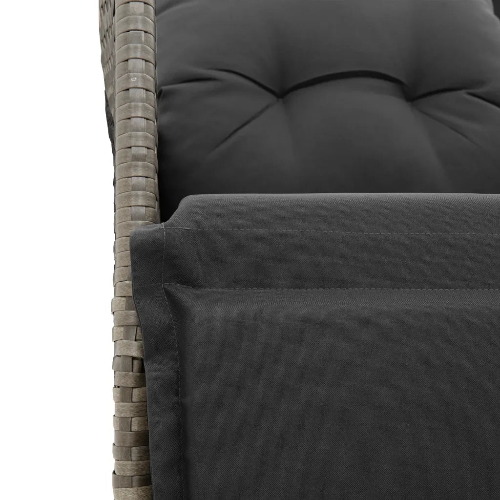Set Bistrò da Giardino 9 pz con Cuscini in Polyrattan Grigio