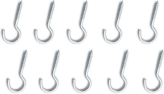 10 Haken da Parete in Acciaio Verniciato con Viti in Legno