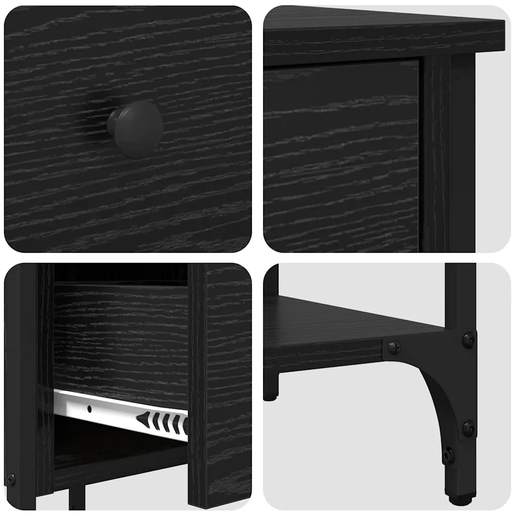 Armadio da Notte con cassetto Rovere Nero 33.5 x 36 x 70 cm 871240