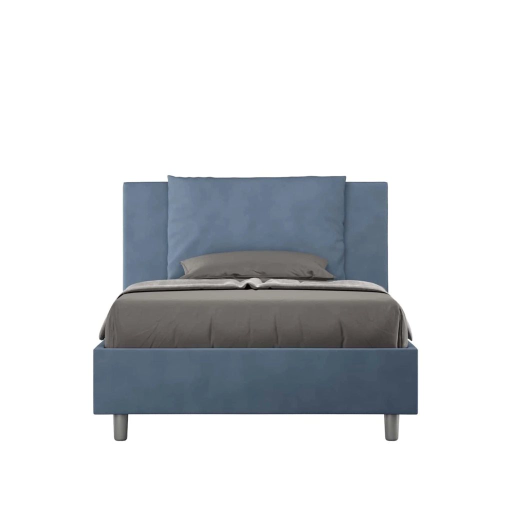 BS COM Letto una piazza e mezza contenitore imbottito 120x200 microfibra blu