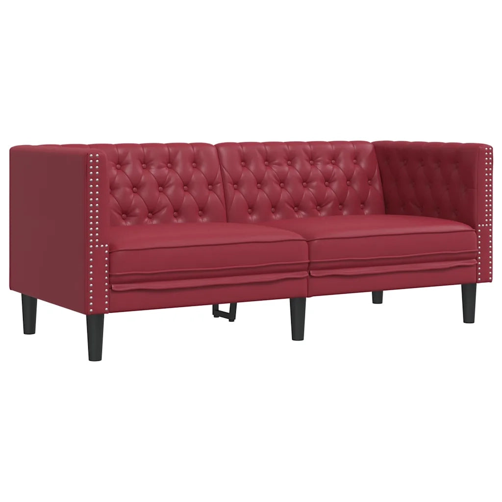 Sei Divani Chesterfield 2 pz Rosso Vino in Similpelle 3209278