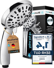 Douchekop con risparmio d'acqua da 8-9 litri/min e funzione di aumento della pressione per docce a risparmio d'acqua - 8 tipi di getto - funzione di arresto
