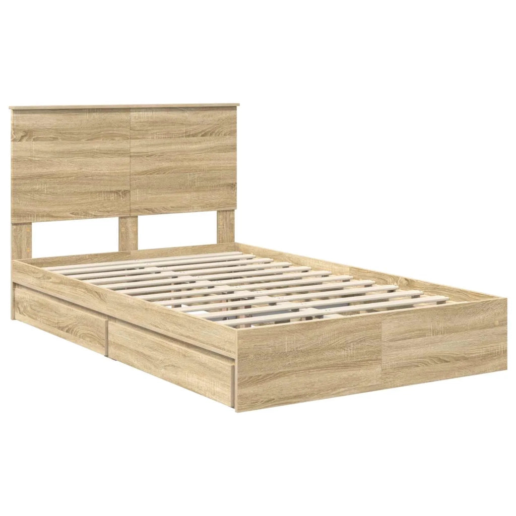 Letto con Contenitore con testiera Rovere Sonoma 135 x 190 cm 3409561
