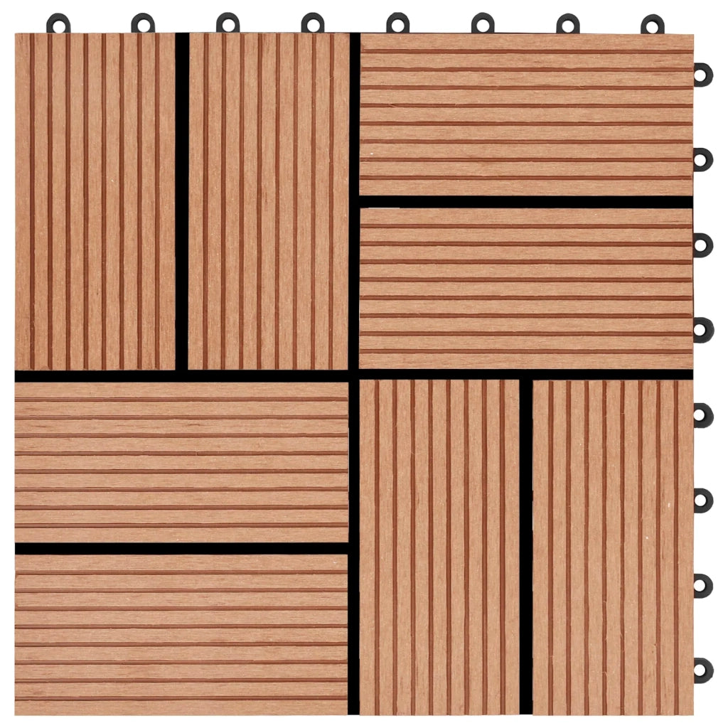 Piastrella per Decking 11 pcs Teak riciclato 30 x 30 cm WPC 42046677