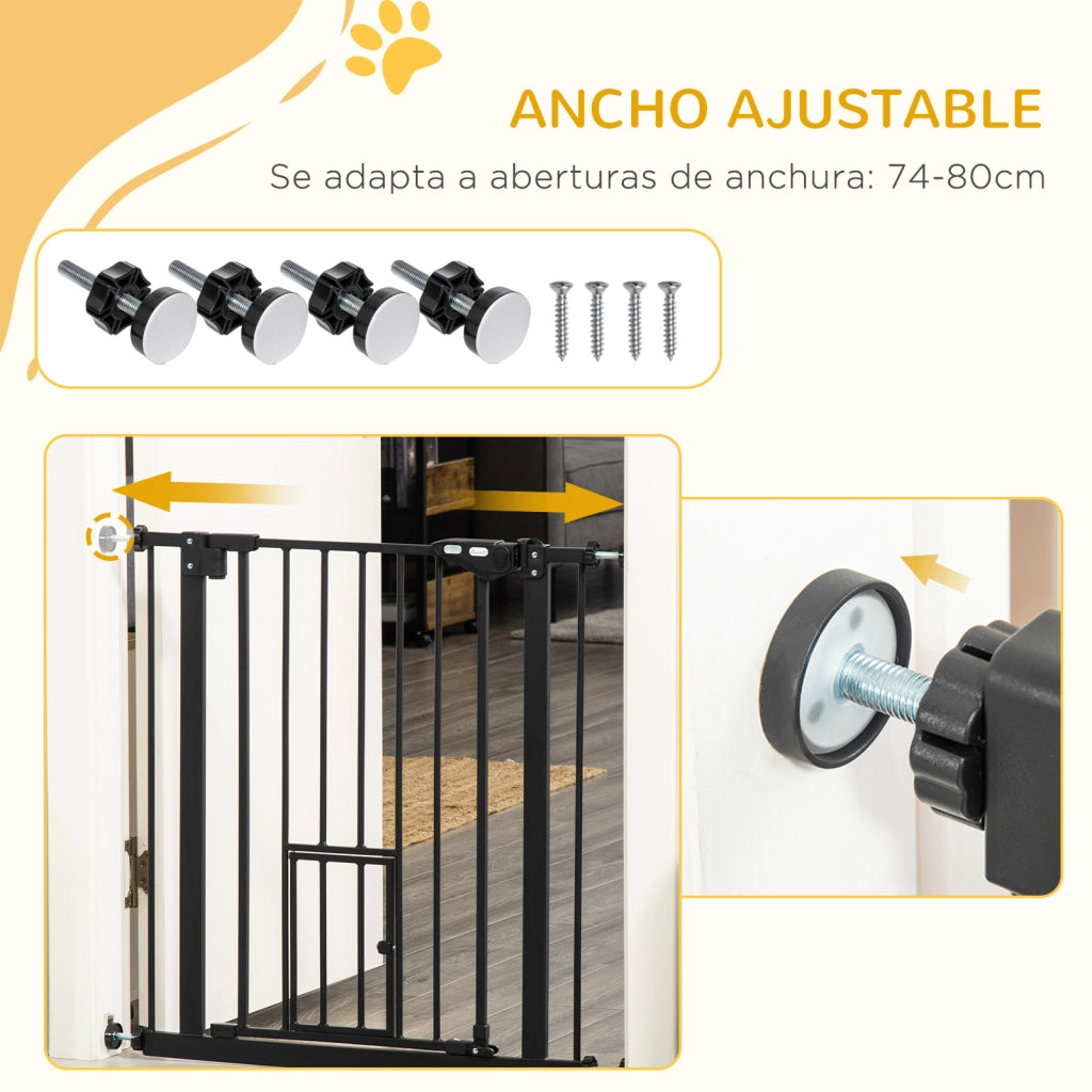 Barriera di sicurezza estensibile con porta ¨C Minimal ¨C 74-80x76.2 cm nero